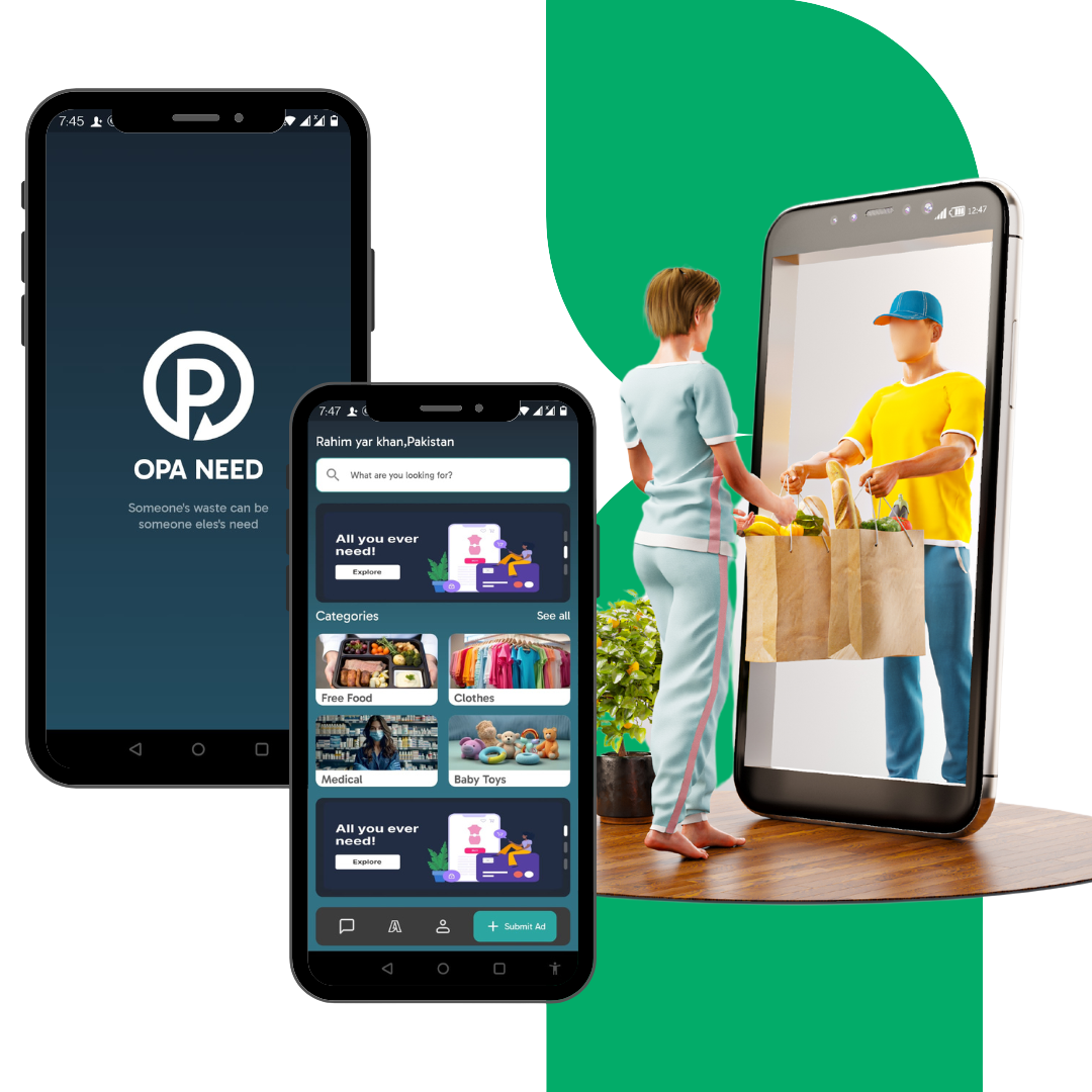 Gray and Green Geometric Online Grocery Delivery Service Promotion Instagram Post 1